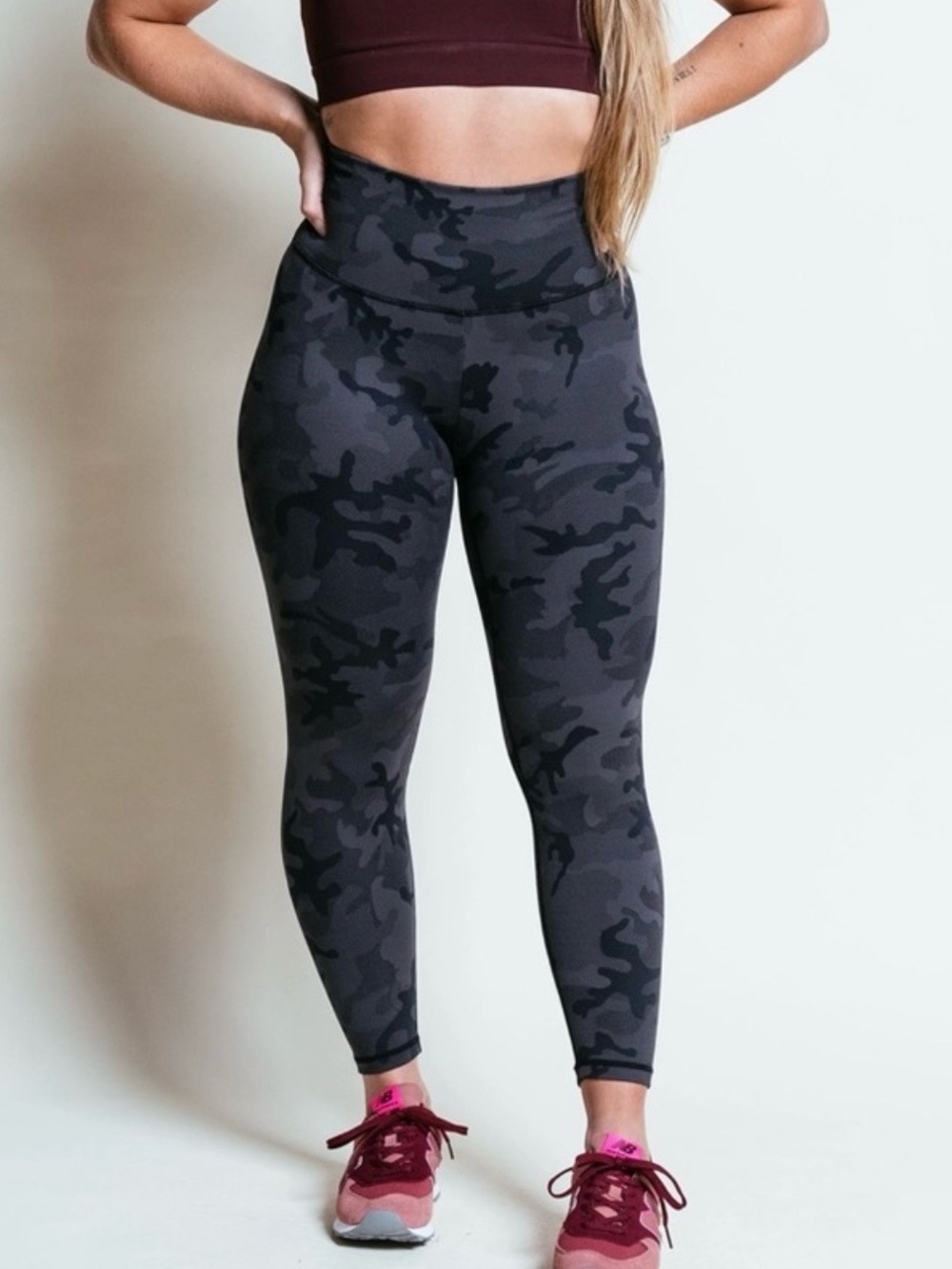 P’TULA Stealth Black Gray Camo High-Waist Workout 23” Leggings